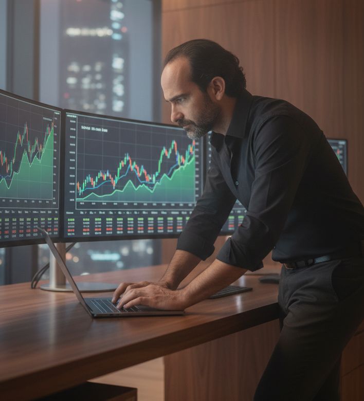 El mentor de MOVION revisando un gráfico en su escritorio