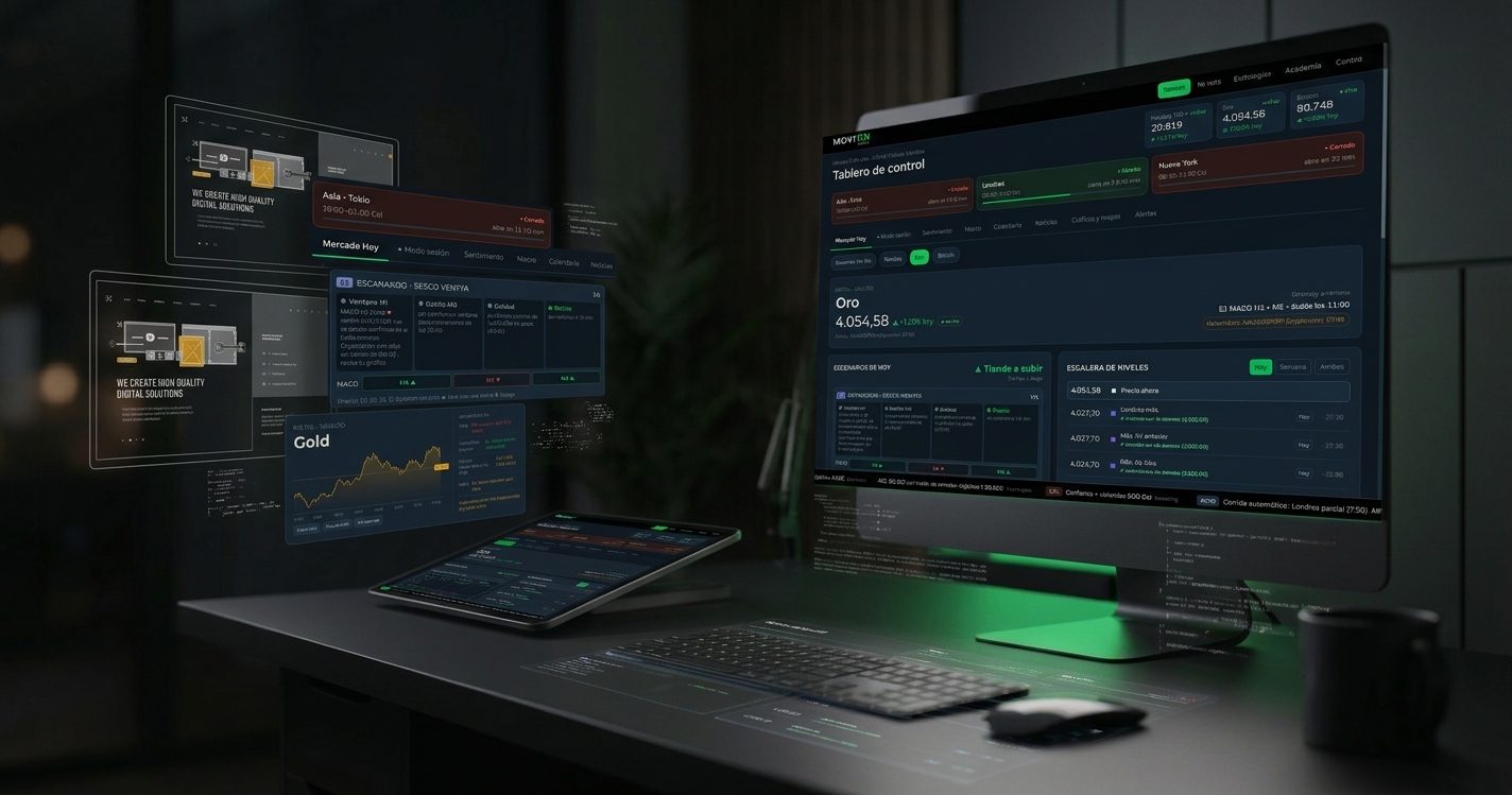 Tablero de control del MOVION DESK en un computador